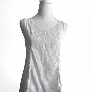 Andrea Jovine White Pima Cotton Blend Fitted Sleeveless Tank Top